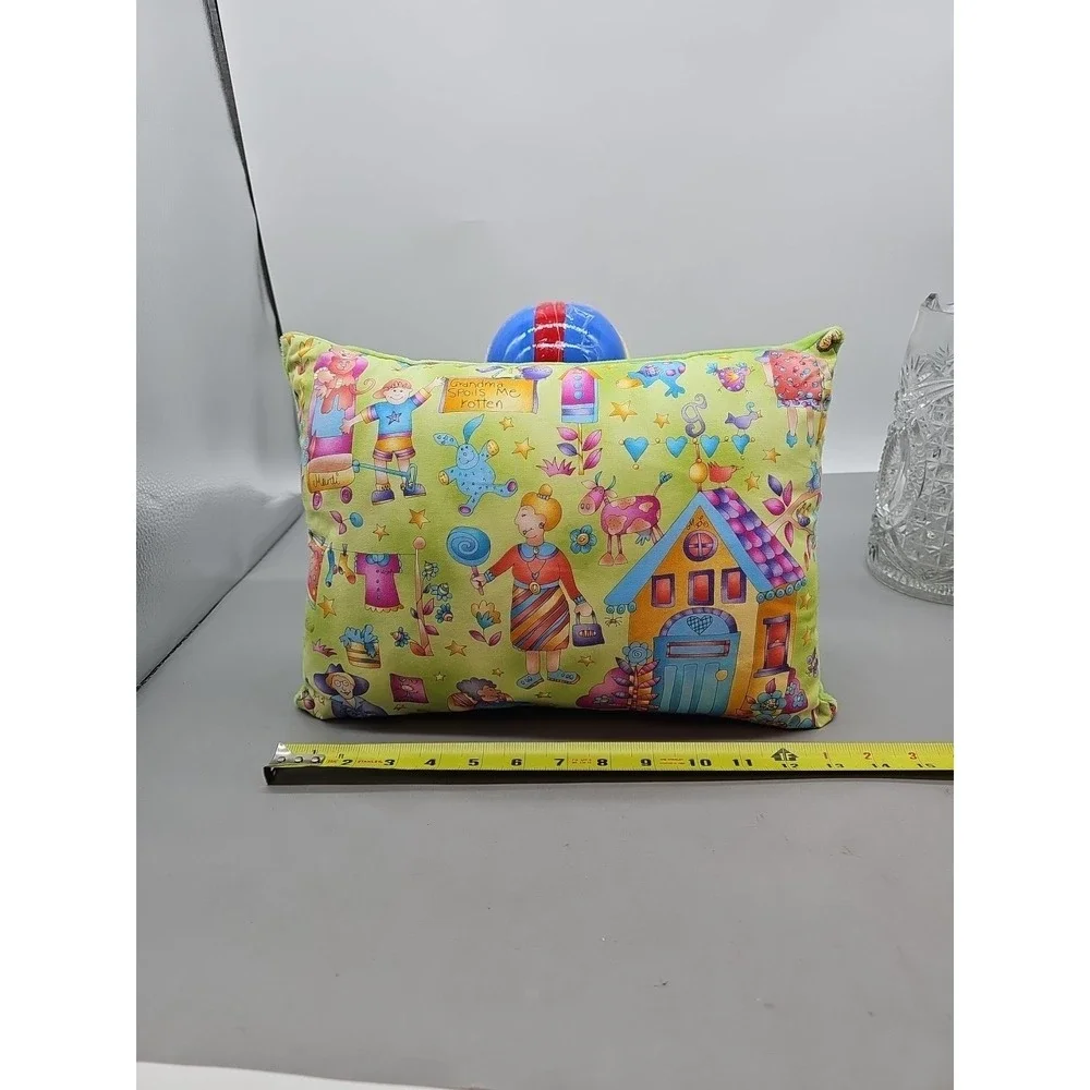 Grandma Spoils Me Rotten Handmade Pillow Colorful Cottagecore Whimsical